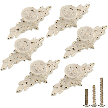 Esreake 6 Pack European Style Rose Cabinet Knobs With Backplate 102Mm Vintage Kitchen Zinc Alloy Flower Drawer Pull Handle For D