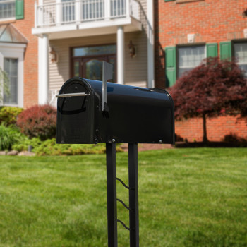 Architectural Mailboxes Franklin Galvanized Steel Mailbox And Post Kit Fm11Kitec Black Medium Capacity