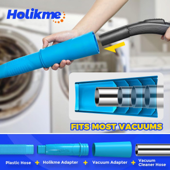 Holikme Dryer Vent Cleaner Kit Vacuum Hose Attachment Brush Lint Remover Dryer Vent Vacuum Hose Blue