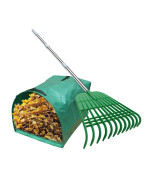 Gardzen 12 Tines Gardening Leaf Rake Lightweight Steel Handle Detachable Ideal Camp Rake Comes With Dustpantype Garden Bag