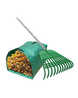 Gardzen 12 Tines Gardening Leaf Rake Lightweight Steel Handle Detachable Ideal Camp Rake Comes With Dustpantype Garden Bag