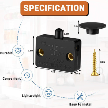 Cabinet Lamp Switch Automatic Door Switch Touch Switch For Wardrobe Applicable To 12V 24V 110V 8 Pieces Black