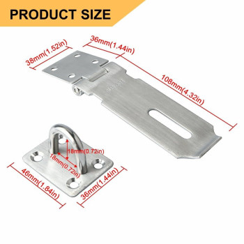 Alise Hasp Lock Door Hinge Lock Padlock 4 Inch Clasp Latch Hinges Lock For Doors Sus 304 Stainless Steel Chest Latchesbrushed N