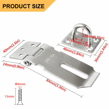 Alise Hasp Lock Door Hinge Lock Padlock Black Clasp Latch Hinges Lock For Doors 3 Inch Sus304 Stainless Steel Chest Latchesbrus