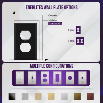 Enerlites Duplex Receptacle Metal Wall Plate Outlet Cover Corrosion Resistant Standard Size 1Gang 450 X 276 Powder Co