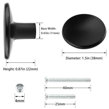 Goldenwarm 5 Pack Matte Black Cabinet Knobs Rounded Drawer Knobs Ls4008Bk Kitchen Door Knobs For Cabinets Solid Zinc Alloy Dra