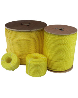 Ateret 38 Inch X 600 Feet Twisted 3Strand Yellow Polypropylene Rope I 2 430 Lbs Tensile Strength I Lightweight Heavyduty S