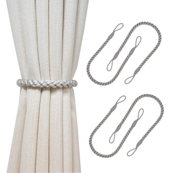 Hiastra Curtain Tiebacks Ropes 4Pcs Decorative Handmade Tie Backs Curtain Holdbacks Holders Cord For Window Sheer Drapes Indoor