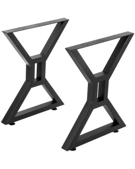 Vevor Dining Table Legs 28 Inch Metal Table Legs 2Pcs Hollow Xshaped Legs 440 Lbs Load Capacity Diy Coffee Table Legs Black A