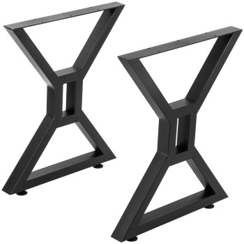 Vevor Dining Table Legs 28 Inch Metal Table Legs 2Pcs Hollow Xshaped Legs 440 Lbs Load Capacity Diy Coffee Table Legs Black A