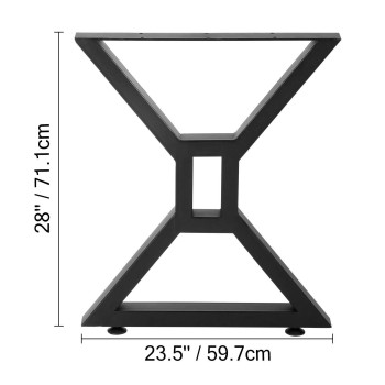 Vevor Dining Table Legs 28 Inch Metal Table Legs 2Pcs Hollow Xshaped Legs 440 Lbs Load Capacity Diy Coffee Table Legs Black A