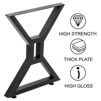 Vevor Dining Table Legs 28 Inch Metal Table Legs 2Pcs Hollow Xshaped Legs 440 Lbs Load Capacity Diy Coffee Table Legs Black A