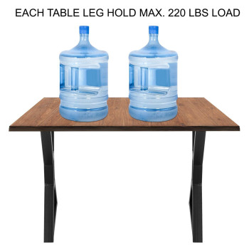 Vevor Dining Table Legs 28 Inch Metal Table Legs 2Pcs Hollow Xshaped Legs 440 Lbs Load Capacity Diy Coffee Table Legs Black A