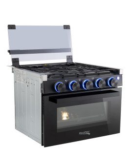 Recpro Rv Stove Black Finish Gas Range 17 Tall 6500 And 8000 Btu Three Burner 7100 Btu Oven With 124 Cu Ft Capacity