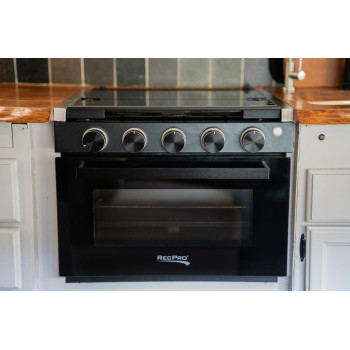 Recpro Rv Stove Black Finish Gas Range 17 Tall 6500 And 8000 Btu Three Burner 7100 Btu Oven With 124 Cu Ft Capacity