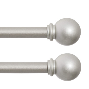 Kenney Kn71608 Chelsea Ball End Standard Decorative Window Curtain Rod 2848 Adjustable Length Brushed Nickel Finish 58