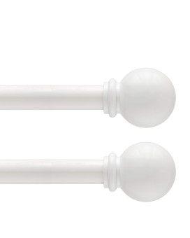 Kenney Kn71702 Chelsea Ball End Standard Decorative Window Curtain Rod 2848 Adjustable Length White Finish 58 Diameter