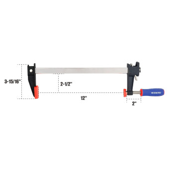 Workpro 12Inch Steel Bar Clamps Set 2Pack Quickrelease Clutch Style Bar Clamps With 212 Throat Microadjustment Handle