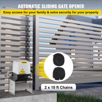 Happybuy Automatic Sliding Gate Opener 1400Lbs With 2 Remote Controls Gate Operator Hardware Kit For Security Move Speed 43Ft