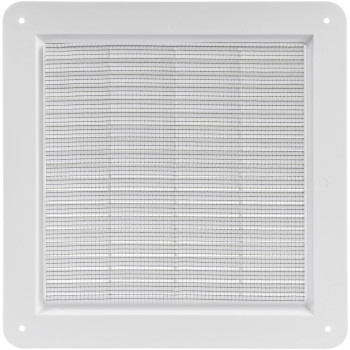 Vent Systems 10X10 Inch Air Vent Cover White Air Vent Louver Grill Cover Builtin Insect Screen Straight Back Wit