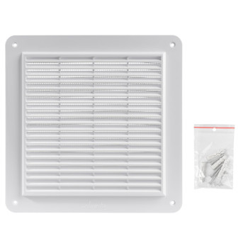 Vent Systems 10X10 Inch Air Vent Cover White Air Vent Louver Grill Cover Builtin Insect Screen Straight Back Wit