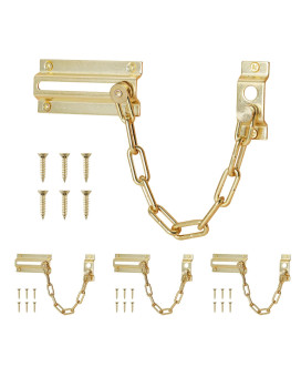 Home Master Hardware Door Chain Lock Extra Chain Locks For Inside Door Chain Door Guard For Home Security Brass Finish 4 Pac