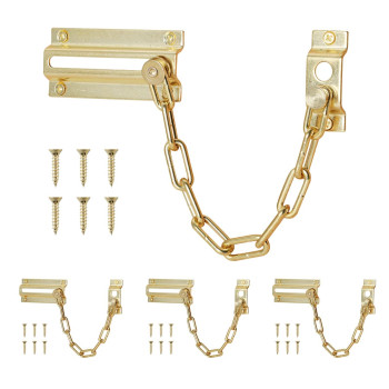 Home Master Hardware Door Chain Lock Extra Chain Locks For Inside Door Chain Door Guard For Home Security Brass Finish 4 Pac