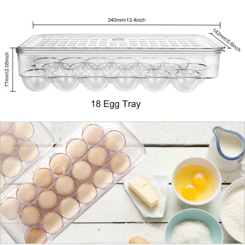 2 Pack 18 Egg Holder For Refrigerator Plastic Stackable Egg Tray Holder With Lid Egg Storage Container Organizer Bins With Air