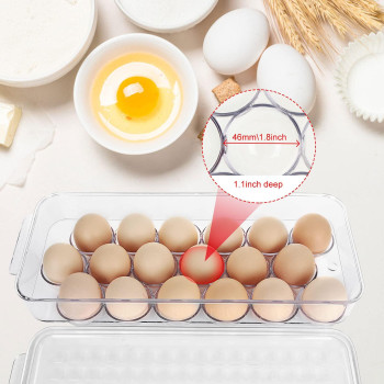 2 Pack 18 Egg Holder For Refrigerator Plastic Stackable Egg Tray Holder With Lid Egg Storage Container Organizer Bins With Air