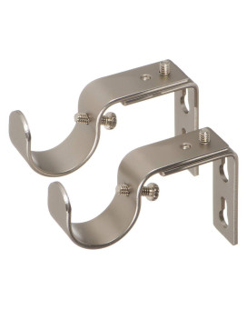 Ivilon Short Projection Brackets For Curtain Rods For 1 Or 1 18 Inch Rods Set Of 2 Satin Nickel