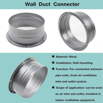 4 Inch Metal Straight Flange Connector Ventilation Pipe Connector Wall Air Tube Hose Flange Adapter For Duct Fan Kitchen Air Ve