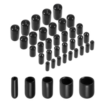 Uxcell 100Pcs Round Rubber End Caps 18 316 14 516 38 Black Vinyl Cover Screw Thread Protectors Assortment Kit