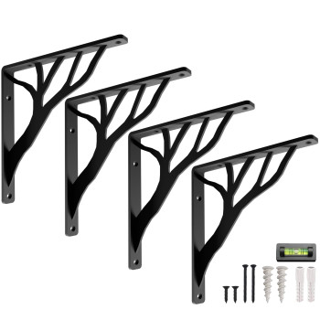 Rustic Tree Shelf L Brackets By Balin Designs Black For 1012 Shelves Heavyduty Decorative Metal Mantel Bracket Suppor