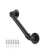 Willstar 3Ft Industrial Staircase Handrail Nonslip Pipe Bar Foot Rail Wall Mount Stair Rail Vintage Grab Bar For Steps Black Ir