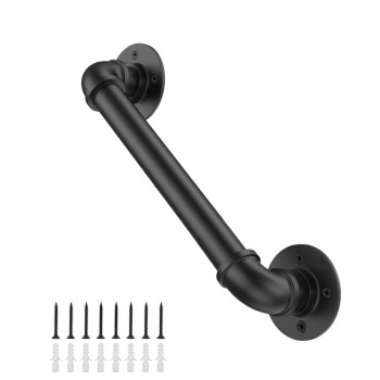 Willstar 3Ft Industrial Staircase Handrail Nonslip Pipe Bar Foot Rail Wall Mount Stair Rail Vintage Grab Bar For Steps Black Ir