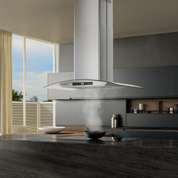 Empava Island Range Hood 36 Inch Ducted Convertible Ductlessno Kit Included Kitchen Exhaust Stove Vent With 400Cfm Tempered