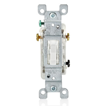 Leviton L14632W 15 Amp 120 Volt Toggle Led Illuminated 3Way Switch Residential Grade Grounding White