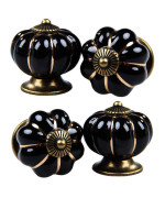 Kelier Ceramic Pumpkin Cabinet Knobs 4 Pack Vintage Sleek Pumpkin Door Pull Handles For Kitchendresser Drawercupboardwardr