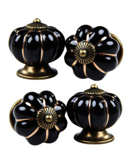 Kelier Ceramic Pumpkin Cabinet Knobs 4 Pack Vintage Sleek Pumpkin Door Pull Handles For Kitchendresser Drawercupboardwardr