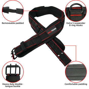 Melotough Padded Tool Belt With D Ring For Men Construction Strong Durable Double Metal Roller Buckle Adjustable Waist 4453Th