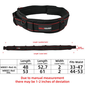 Melotough Padded Tool Belt With D Ring For Men Construction Strong Durable Double Metal Roller Buckle Adjustable Waist 4453Th