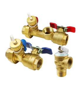 34 Inch Ips Isolator Tankless Water Heater Service Valve Kit With Pressure Relief Valve Clean Brass 34 Inch Service Installa