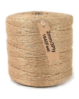 Ariskey 1640 Feet Natural Jute Twine 500 Meters 3Ply Arts And Crafts Jute String Garden Packing Rope Packing String For Gifts