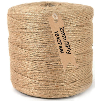 Ariskey 1640 Feet Natural Jute Twine 500 Meters 3Ply Arts And Crafts Jute String Garden Packing Rope Packing String For Gifts