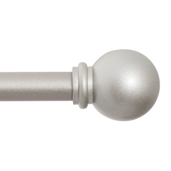 Kenney Knaz71609 Ball End Standard Decorative Window Curtain Rod 4886 Adjustable Length Silver Finish 58 Diameter Steel