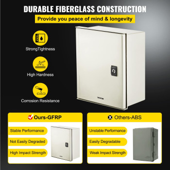 Vevor Fiberglass Enclosure 236 X 157 X 91 Electrical Enclosure Box Nema 3X Electronic Equipment Enclosure Box Ip65 Weatherp