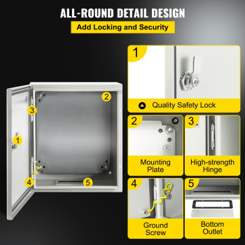 Vevor Nema Steel Enclosure 12 X 10 X 6 Nema 4X Steel Electrical Box Ip66 Waterproof Dustproof Outdoorindoor Electrical J