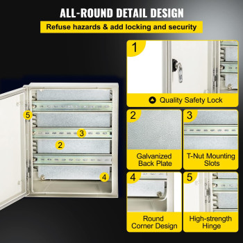 Vevor Electrical Enclosure Box 118 98 55 Fiberglass Junction Box Ip66 Waterproof Dustproof Outdoor Electrical