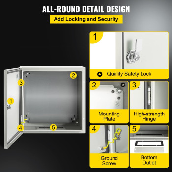 Vevor Nema Steel Enclosure 12 12 8 Nema 4X Steel Electrical Box Ip66 Waterproof Dustproof Outdoorindoor Electrical Junction