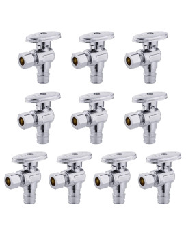 10 Pcs Efield Stop Angle Valve Pexa Inlet 14 Turn 38 Od Compression X 12 Pexa Expansion Chrome Plated Brass